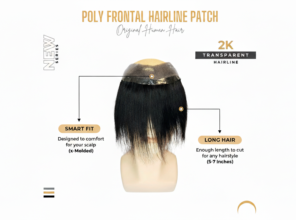 Srhairfeelers POLY FRONTAL Cover Up Hair Patch for Men Hover
